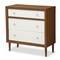 Baxton Studio Harlow Mid-century Modern White and Walnut Wood 3-drawer Chest 121-6782 - alternate 3